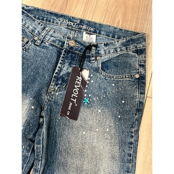 NEW Revolt Jeans,‎ Rhinestone Bling, size 9, #533-T - Picture 3 of 7